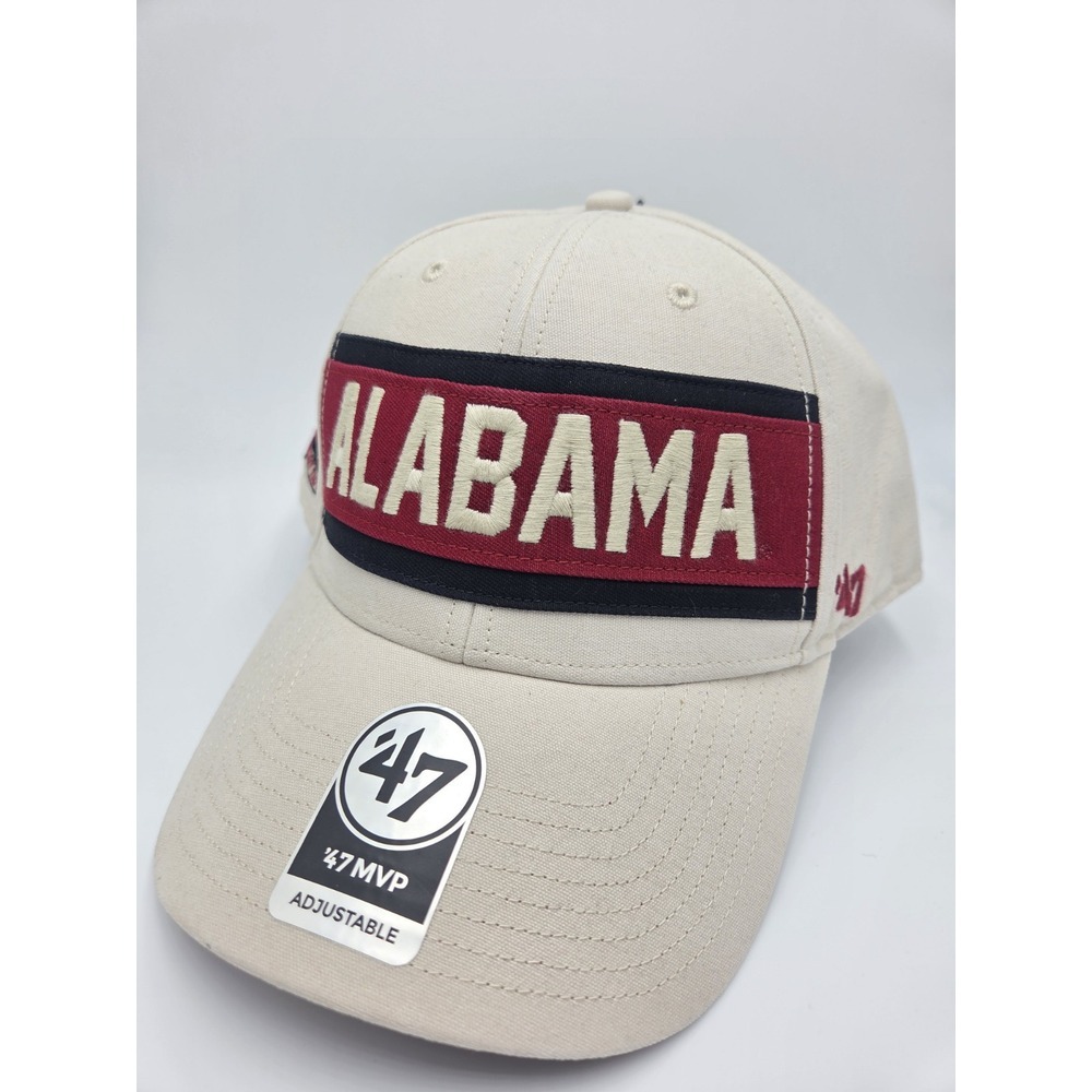'47 MVP Brand ALABAMA Crimson‎ Tide Cream Embroidered Strapback Hat - NEW